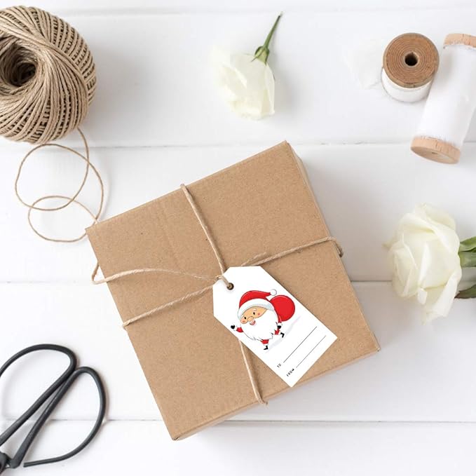 Andaz Press Christmas Holiday Season Classic Gift Tags, Merry Christmas to from Classic Favor Tags, Santa Claus with Christmas Sack Design, for Holiday Events, Parties, and Favors, 60-Pack