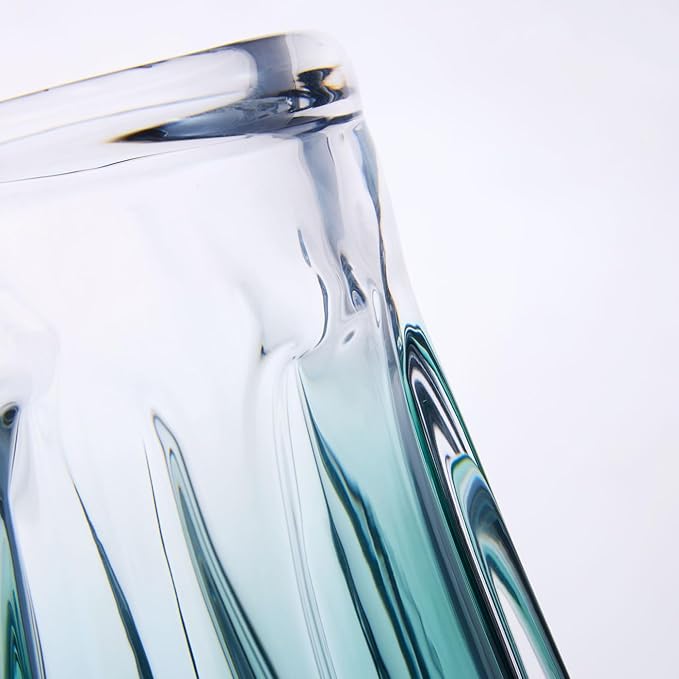 Luxury Lane Hand Blown Laine Sommerso Art Glass Vase for Home Decor 10 inch Tall Centerpiece Table Decoration