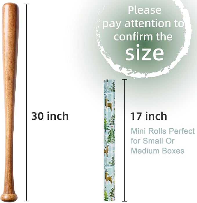 MAYPLUSS Christmas Wrapping Paper - 17 In x 33 Feet - Cute Watercolor Winter Snowy Wonderland Deer and Christmas Tree Print Holiday Gift Wrap Paper for New Year, Xmas Gift Wrap, Party, Nature Lover