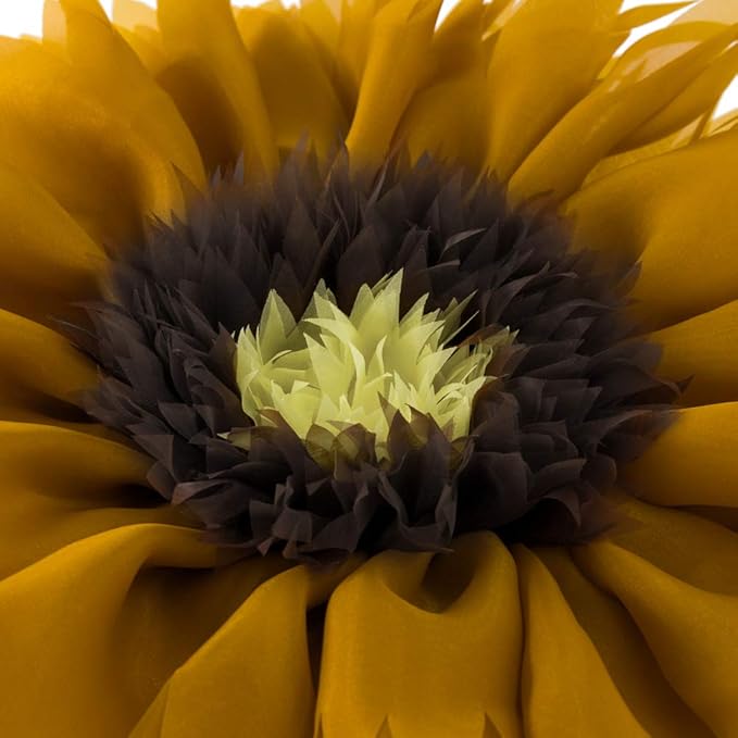 Mustard Yellow 3D Sunflower Pillow Decorative Round Throw Pillow Handmade Cute Soft Accent Pillowcase Cushion for Bed Couch Living Room Bedroom Home Boho Christmas Farmhouse Decor Gift 14Inch
