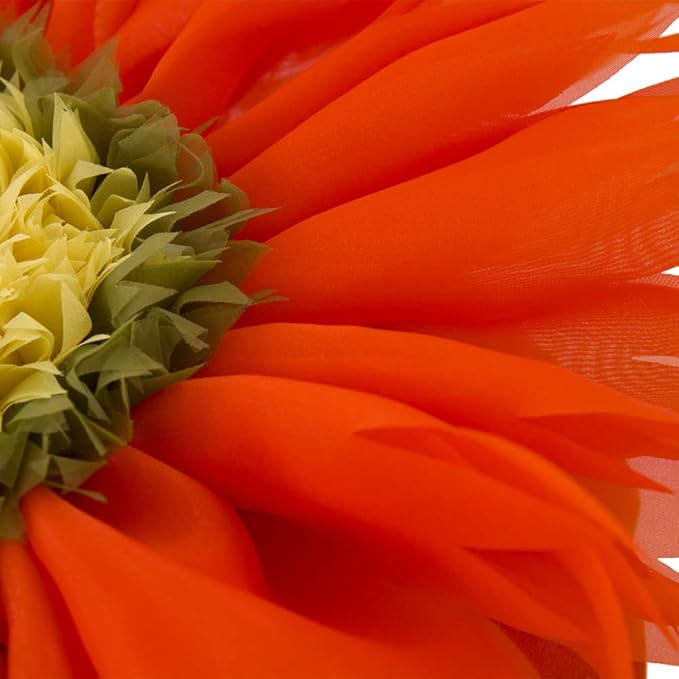 Hand-Stitched Round Decorative Flower Pillow Vibrant Orange 3D Sunflower Velvet Throw Pillow Cute Soft Floral Accent Cushion Boho Farmhouse Home Decor for Couch Bed Living Room Bedroom 14Inch