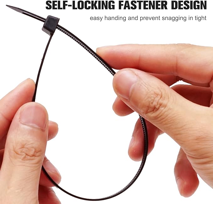 Black Zip Ties Assorted Sizes 4+6+8+10+12-Inch，600PCS Multi-Purpose Self-Locking Nylon Cable Tie,Wire Tie Perfect for Home,Garden Trellis,Office,Garage and Workshop.