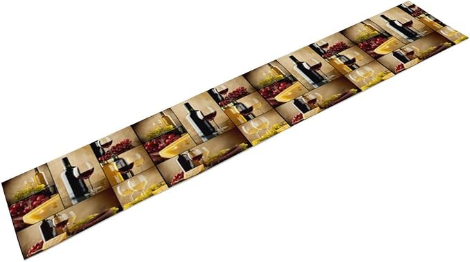 Red Wine Vintage Table Runner, Kitchen Dining Table Farmhouse Decoration for Home Party Decor 13x36 Inch