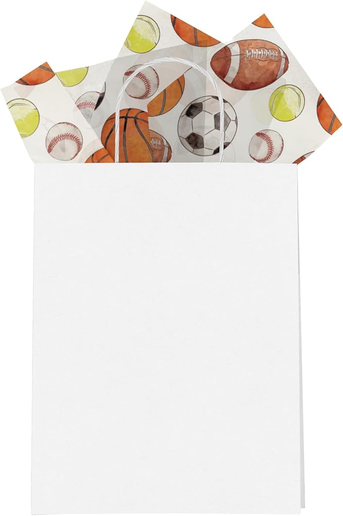 Sports Balls Printed Tissue Paper for Gift Bags or Boxes and Wrapping - Soccer, Basketball, Baseball - Bulk Decorative Art Tissue Paper for Packaging and Gifting | 24 Sheets 20" x 30"