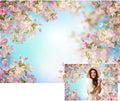 Renaiss 5x3ft Pink Floral Backdrop Romantic Cherry Blossom Blue Sky Sunshine Nature Scenery Polyester Photography Background for Wedding Kids Baby Birthday Party Decor Photo Props
