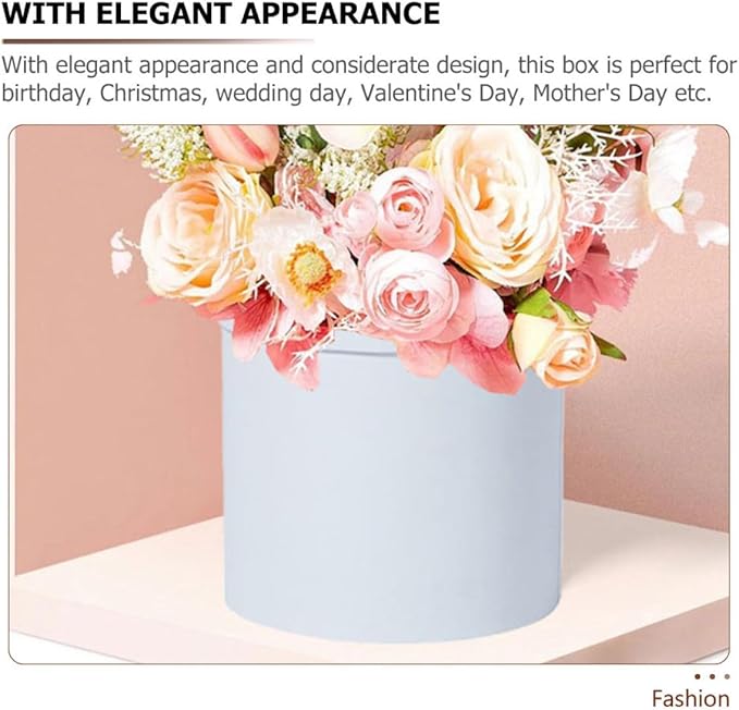 SEWACC 2pcs Round Floral Packaging Boxes Cardboard Buckets for Valentines Bridal Shower Favors DIY Flower Arrangements and Storage