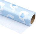 WRAPAHOLIC 30 Inch Baby Shower Wrapping Paper Roll - Cute Baby Blue Elephant Design for Baby Shower, Birthday, Holiday, Party - 30 Inch x 33 Feet
