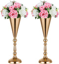Set of 2 Tabletop Metal Wedding Flower Trumpet Vase Wedding Centerpiece Flower Vase for Wedding Event Decoration Living Decor Party Decor (Gold, 2×L)