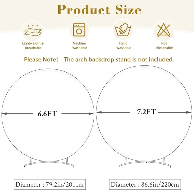 7.2 FT Pink Round Backdrop Cover with Lights String for Circle Arch Stand Circle Backdrop Covers with LED Fairy Lights for Wedding Baby Shower Girls Birthday Party Photo Shoot Photography Background
