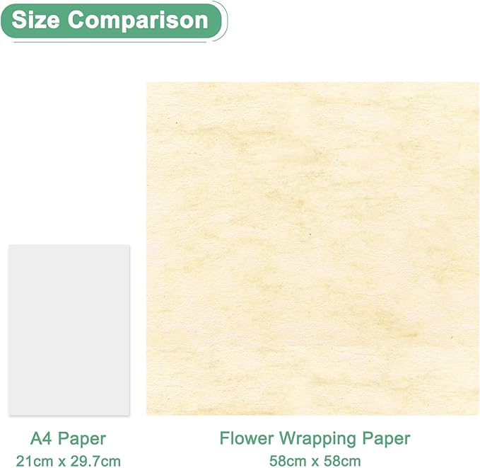 M METERXITY 20-Sheet Korean Cotton Wrapping Flower Paper, Waterproof Floral Wrapping Cotton Paper for Bouquets/Gift Packaging [Yellow]