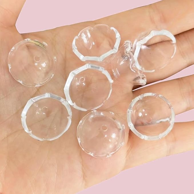 80Pcs Acrylic Clear Flower Bead Caps for Jewelry Making, Transparent Bell Charms, Semi-Round Floral Beads Bulk with Wavy Edge, Jellyfish Beads for Wind Chimes DIY Craft Key Chains-13 * 22mm