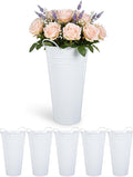Flower Bucket for Flower Bar, 6 Pcs 10.2 Inch Metal Vases with Handles, Leak-Proof White French Buckets for Valentine's Day, edding Centerpieces, Baby Shower, Mother's Day, Farmhouse Rustic Home Decor