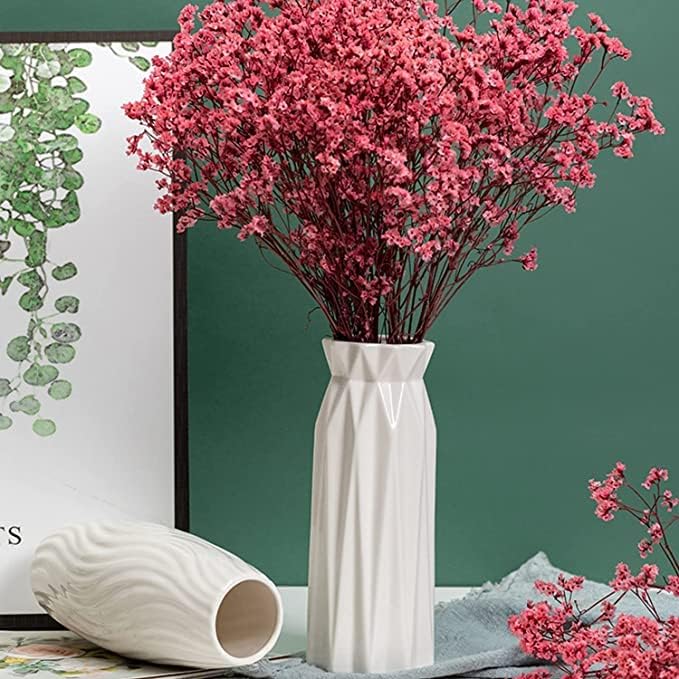 Ceramic Flower Vase Modern Home Decor Vases for Centerpieces White Minimalist Farmhouse 9.5" H x 3.9" W Cute Decorative Vases Flowers Tulip Pampas Grass Vase for Table Bathroom Shelf