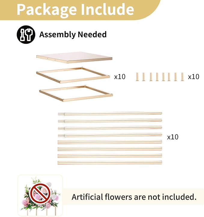 NUPTIO Metal Gold Vase Set for Wedding - 10 Pcs 31.5 inch Tall Cylinder & Square Vases for Centerpieces - Elegant Flower Stand for Party Tables Decorations