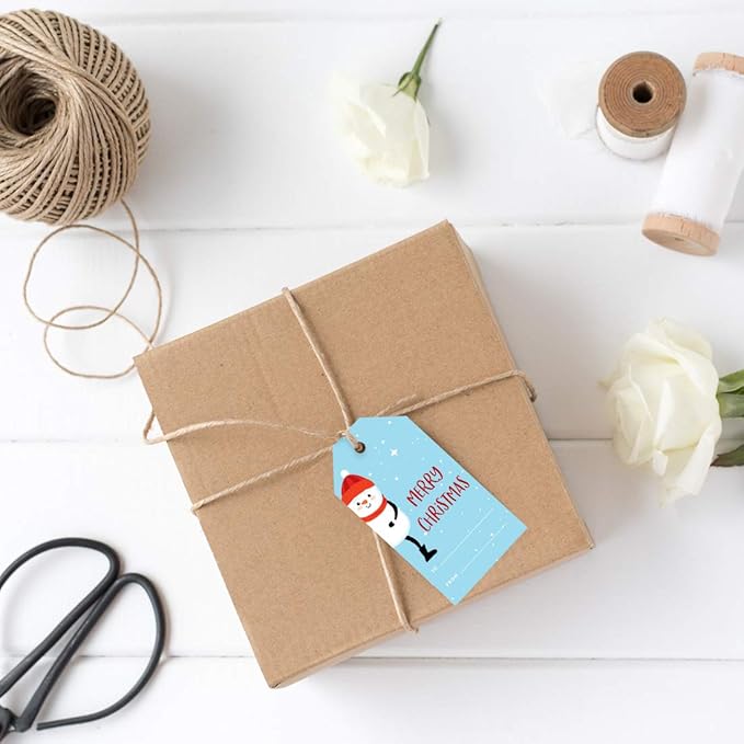 Andaz Press Christmas Holiday Season Classic Gift Tags, Merry Christmas to from Classic Favor Tags, Snowman with Stars Design, for Holiday Events, Parties, and Favors, 60-Pack