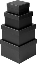 Briful Square Gift Boxes with Lids Set of 4 Black Gift Box Assorted Sizes Nesting Gift Boxes for Presents Birthday Bridesmaid Wedding Valentines Christmas Party Favor Boxes