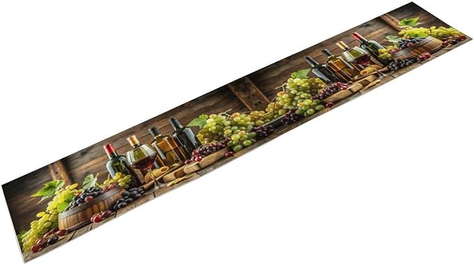 Red Wine Themed Vintage Table Runner, Kitchen Dining Table Farmhouse Decoration for Home Party Decor 13x70 in