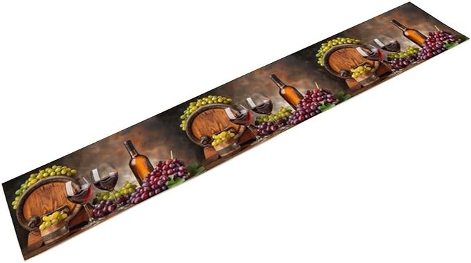 Red Wine Themed Retro Table Runner, Table Dresser Runner, Kitchen Dining Table Runners for Indoor Outdoor Holiday Decor 13x60 Inch