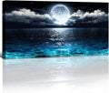 Wall Art Moon Sea Ocean Landscape Picture Canvas Wall Art Print Paintings Modern Artwork for Living Room Wall Decor and Home Décor Framed Ready to Hang,28x57inches,1inch Thick Frame,Waterproof Artwork