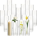 20 Pack 5.9" Tall x 1.8" Diameter Clear Glass Cylinder Vases - Multi-Use Flower Vase, Hurricane & Floating Candle Holders for Wedding Centerpieces, Home Decor, Table Displays (20)