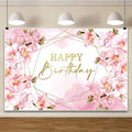 ChloropLastid 6x4ft Floral Happy Birthday Backdrop for Girls Pink Blooming Floral Party Decorations Photography Background Watercolor Flowers Women Birthday Party Decor Banner Photo Props