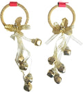(2) Christmas Gold Bell Door Hanger Jingle Bells Twisted Rope Holiday Design Sliver Bow Metallic Flower Festive Winter Seasonal Decoration Home Entryway Indoor Xmas Décor