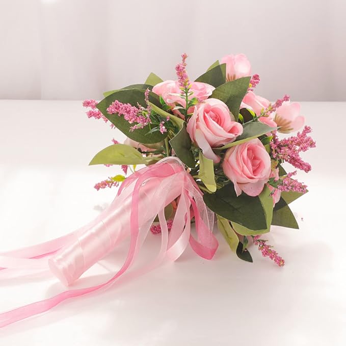Bride & Bridesmaid Bouquets for Wedding, Wedding Bouquets for Bride Bridesmaid, Silk Bride Bridesmaid Hand Holding Flower Bouquet for Valentines Day Decor Wedding Party Supplies Home Decoration