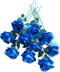 10 Pcs Artificial Rose Bouquets in Faux Flowers with Flannel and Silk-Like Touch Highly Realistic Handmade Ideal for Wedding Hotel Decorations Festival Party Decoration Gift & Props (Blue)