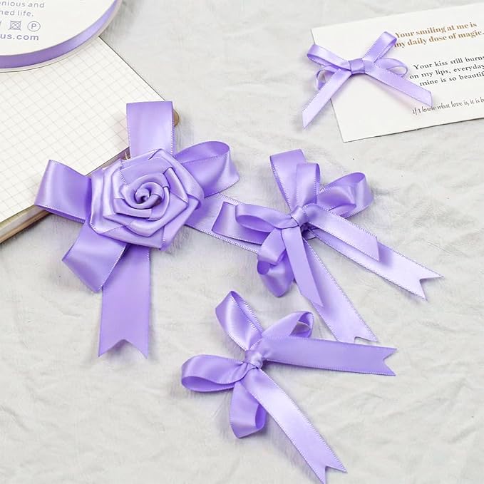 Lilac Satin Ribbon, Double Faced 3/8 Inch X 25 Yards, Premium Polyester Satin Ribbon for Gift Wrapping, Crafts, Wedding Party Decor