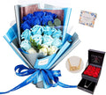 EIGHTOWN Roses Bouquet Artificial Flower - Preserved Blue Rose Flowers with Love Necklace for Her - Unique Gifts Valentine's Day, Mother's Day, Thanksgiving, Birthday, Anniversary