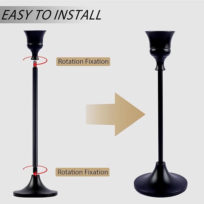 Vintage Black Candelabra Candle Holders for Fireplace & Dining
