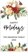 Andaz Press Personalized Classic Gift Tags, Custom Family Name and Year, Christmas Florals Design, Happy Holidays Tags, 60-Pack