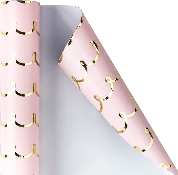 WRAPAHOLIC Jumbo Pink Wedding Wrapping Paper - 30 Inch x 33 Feet - Foil Girls Birthday Wrapping Paper for Birthday, Wedding, Baby Shower, Bridal Shower