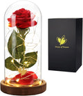 Women Gifts for Christmas Beauty and The Beast Rose,Red Rose in Glass Dome with Lights,Flowers for Delivery Prime,Romantic Flower Gifts for Women Mom Wife Girlfriend on Birthday, Anniversary, Wedding
