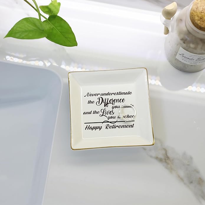 HOME SMILE Ceramic Ring Dish Jewelry Tray for Mom Sister Friends