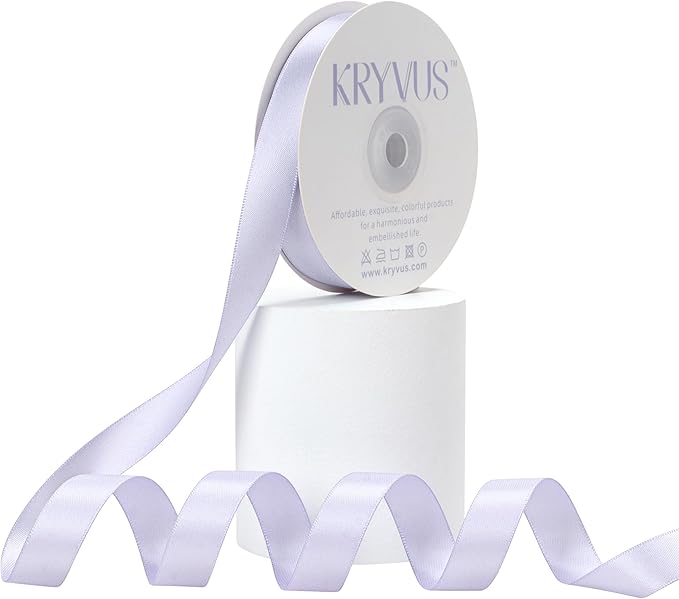 Lilac Mist Satin Ribbon, Double Faced 5/8 Inch X 25 Yards Lilac Mist Ribbon, Premium Satin Ribbon for Gift Wrapping, Crafts, Hair Bow Making, Sewing, Flower Bouquet, Wedding Party Decor