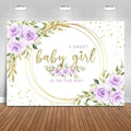 Mocsicka Floral Sweet Baby Girl Backdrop It's a Girl Baby Shower Background Watercolor Lavender Purple Floral Baby Shower Party Cake Table Decoration Photo Booth Props (8x6ft)