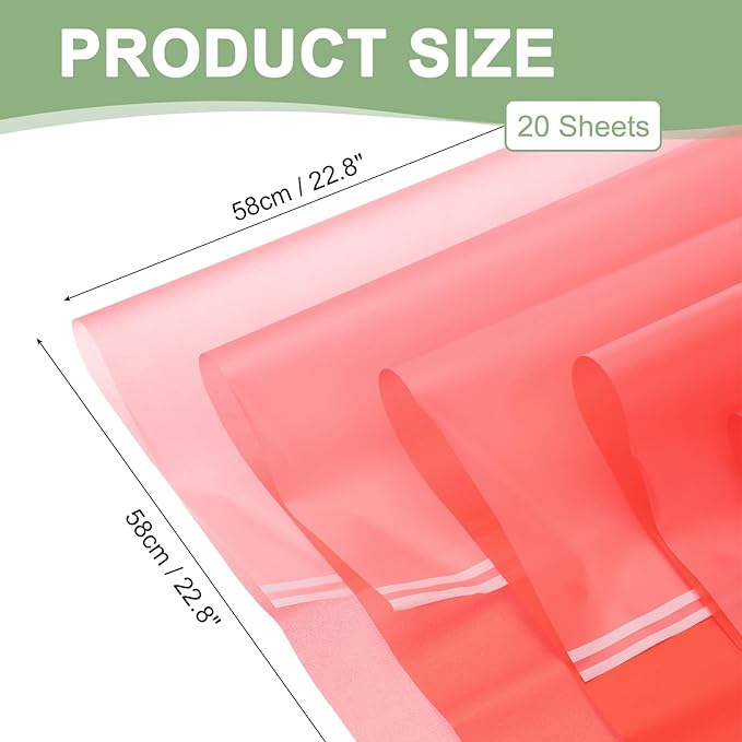PATIKIL Flower Gift Wrapping Paper, 20 Sheets Waterproof Bouquet Paper Wrap Florist Supplies Packaging Floral Papers for Wedding DIY Craft Valentine Mother's Day, Red