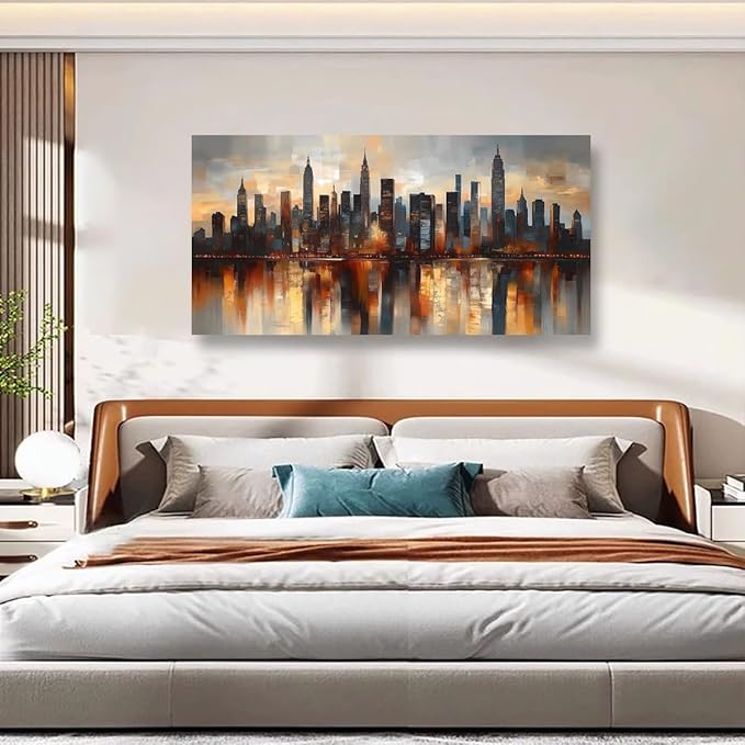 Abstraction Pictures Canvas Wall Art for Living room Office Bedroom Wall Decor,City night Scene Wall Art Print Paintings Modern Natural Landscape Artwork Waterproof Ready to Hang-20x40inch