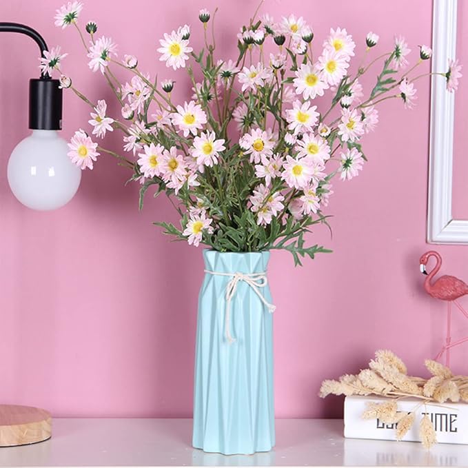 Ceramic Flower Vase Modern Home Decor Vases for Centerpieces Blue Minimalist Farmhouse 9.5" H x 3.9" W Cute Decorative Vases Flowers Tulip Pampas Grass Vase for Table Bathroom Shelf