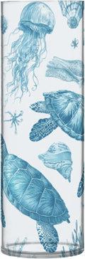 Flower Vase Clear Plastic Cylinder Vases Decor for Centerpieces Home Storage Office Weddings Blue Turtles Shells and Jellyfish 11.8 x 3.9 in