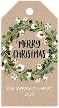 Andaz Press Personalized Christmas Holiday Season Classic Gift Tags, Merry Christmas Custom Family Name and Year, Kraft Brown Floral Christmas Wreath Design, Holiday Events, Parties, Favors, 60-Pack