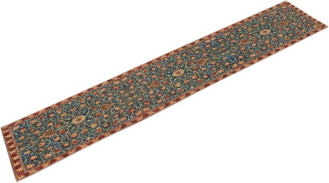 William Morris Table Runner, Rustic Boho Ethnic Flower Original Design Print Table Runner for Home Party Dining Room Kitchen Decor 13x120 Inch