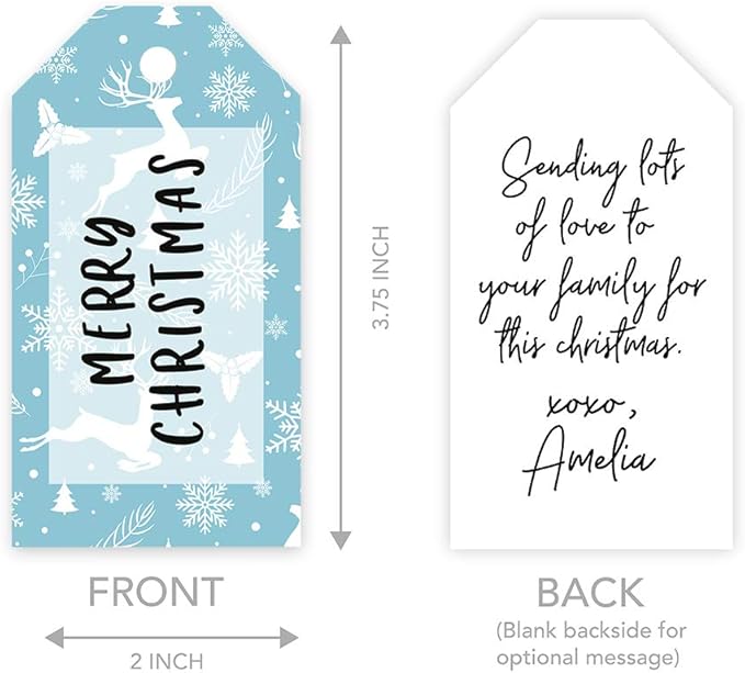 Andaz Press Christmas Holiday Season Classic Gift Tags, Merry Christmas to from Classic Favor Tags, Reindeers and Snowflakes Design, for Holiday Events, Parties, and Favors, 60-Pack