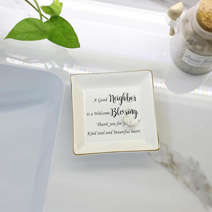 HOME SMILE Ceramic Ring Dish Jewelry Tray for Mom Sister Friends