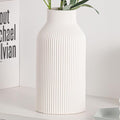 10 Inch White Ceramic Vase for Decor,Minimalist Modern Home Decorative Large Flower Vase for Pampas Grass,Bookshelf, Living Room, Shelf, Bedroom, Bathroom, Entryway Mantel Decor