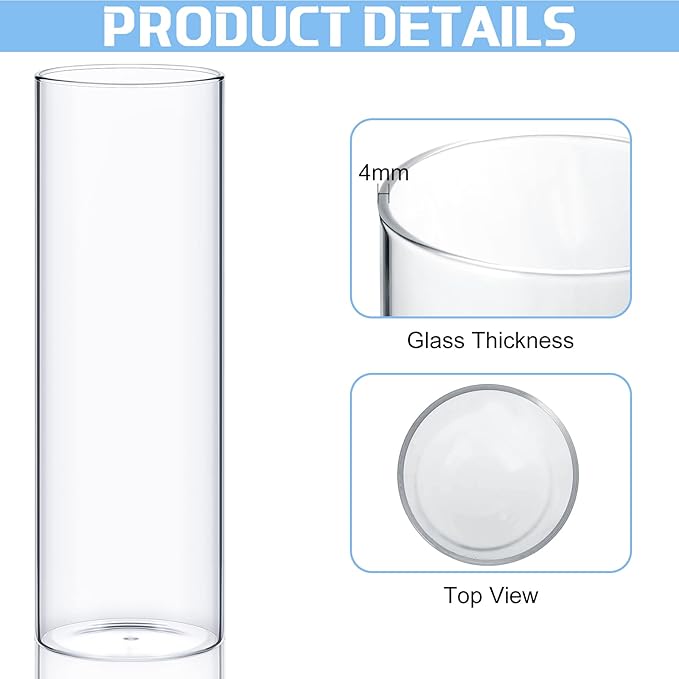 96 Pcs Cylinder Vases Set for Centerpieces, 6/8/10 Inch Tall Clear Glass Vase, Hurricane Floating Candle Holder for Wedding Table Decor, 2.5''/2.7''/3.3''' Diameter (3.3'' X 5.9'',7.9'',9.8'')