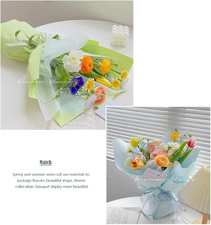 kraft Paper to Wrap Flowers, Light Yellow Korean Wrapping Paper Bouquet Wrap, Floral Wrapping Paper for Bouquets,Flower Shop Florist Supplies Wedding 23.23 x 288 inches (Color 24 (Cotton Candy))