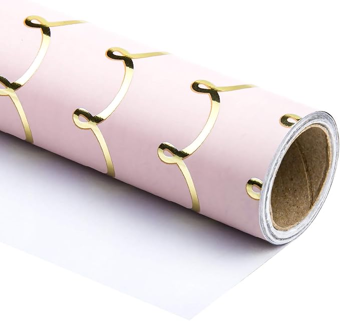 WRAPAHOLIC Jumbo Pink Wedding Wrapping Paper - 30 Inch x 33 Feet - Foil Girls Birthday Wrapping Paper for Birthday, Wedding, Baby Shower, Bridal Shower