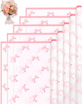 Liobelon 20 Sheets Flower Wrapping Paper Waterproof Bouquet Paper Bow Pattern Pink Gift Wrapping Paper for Flower Shop, Wedding, Birthday Party, Handmade DIY, Anniversary 22.8 x 22.8Inch